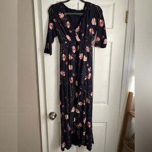 Isabel Maternity Navy Dress with Pink Floral